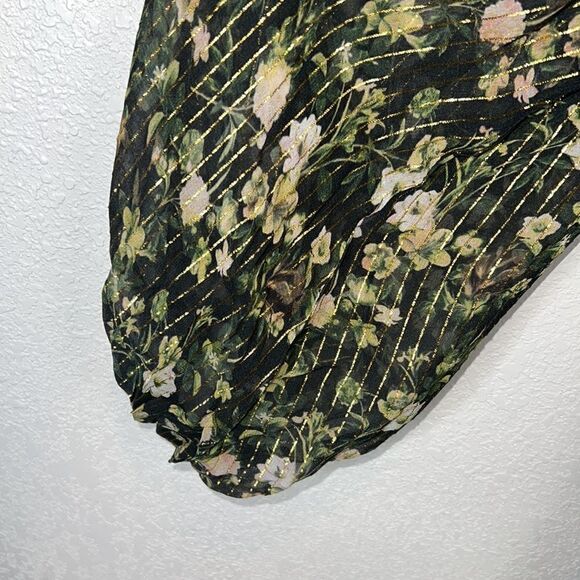 NWT Rococo Sand Flora Floral Handmade High Low Maxi Metallic Thread Dress Large - Picture 7 of 16